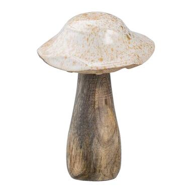 Decoratie paddenstoel - cr?me - ?9x15 cm - Leen Bakker