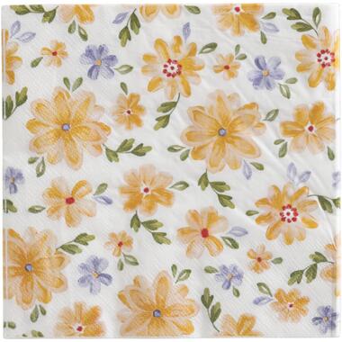 Servetten Flower 20 stuks - oranje - 33x33 cm product