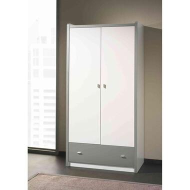 Vipack 2-deurs kledingkast Bonny - zilver - 202x97x60 cm - Leen Bakker