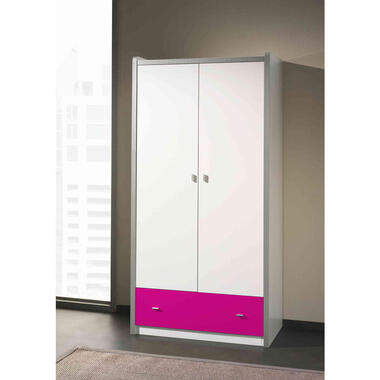 Vipack 2-deurs kledingkast Bonny - fuchsia - 202x97x60 cm - Leen Bakker