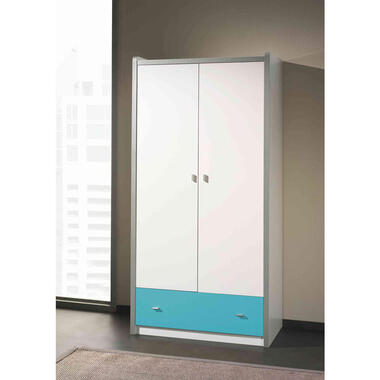 Vipack 2-deurs kledingkast Bonny - turquoise - 202x97x60 cm - Leen Bakker