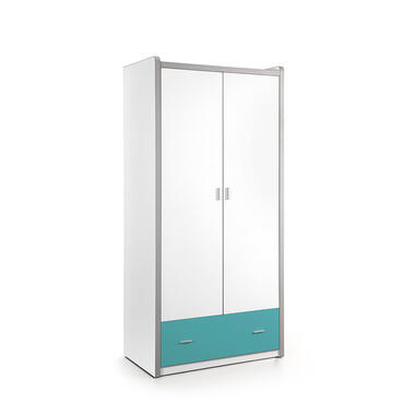 Vipack 2-deurs kledingkast Bonny - turquoise - 202x97x60 cm - Leen Bakker