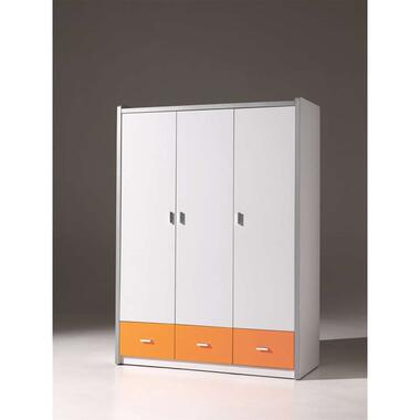 Vipack kledingkast Bonny 3-deurs - oranje - 202x141x60 cm - Leen Bakker