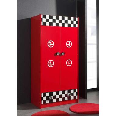 Vipack 2-deurs kledingkast Monza - rood - 190x90x55 cm - Leen Bakker