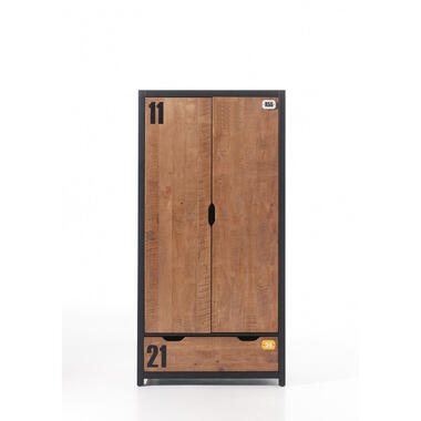 Vipack 2-deurs kledingkast Alex - bruin/zwart - 200x100x55 cm product