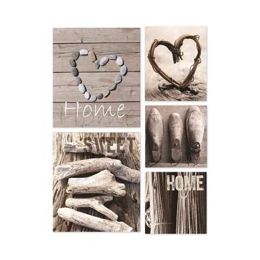 Art for the Home canvassen set Home Sweet Home - bruin - 60x80 cm product