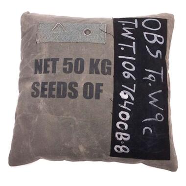 In The Mood sierkussen Vintage Krijtbord Seeds - groen - 45x45 cm - Leen Bakker