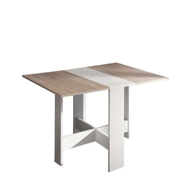 Symbiosis inklapbare tafel Laugen - wit/eikenkleur - 73,4x28x76 cm - Leen Bakker