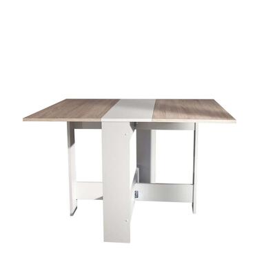 Symbiosis inklapbare tafel Laugen - wit/eikenkleur - 73,4x28x76 cm - Leen Bakker