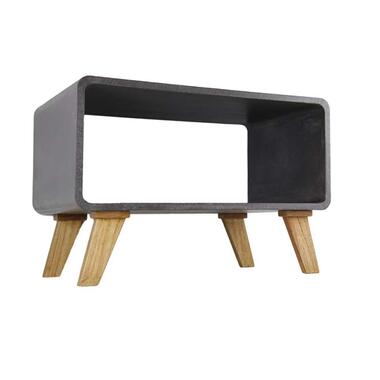 HSM Collection salontafel rechthoek - grijs beton/teak - 90x60x42 cm - Leen Bakker