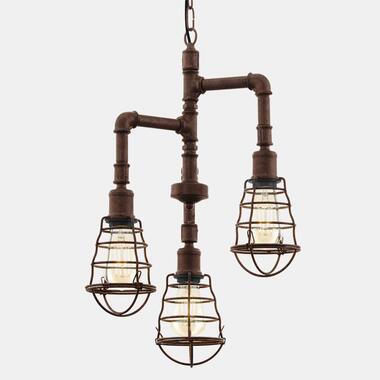 EGLO hanglamp Port Seton 3-lichts - oud bruin - Leen Bakker
