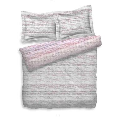 Heckett & Lane dekbedovertrek Sering - roze/grijs - 240x200/220 cm - Leen Bakker