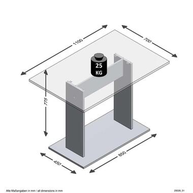 Eetkamertafel Bandol - betongrijs - 110x77,5x70 cm - Leen Bakker