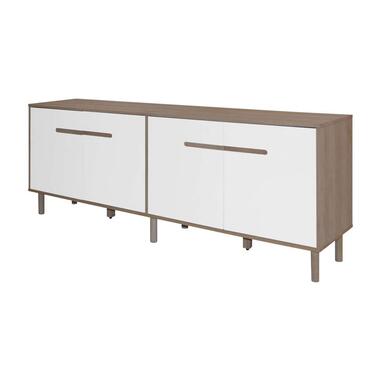 Dressoir Hallen - eiken/wit - 74x199x45 cm - Leen Bakker