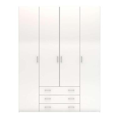 Kledingkast Space - 4-deurs - hoogglans wit - 200,4x154x49,5 cm product