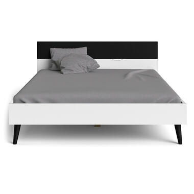Bed Delta - wit/mat zwart - 160x200 cm - Leen Bakker