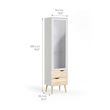 Buffetkast Delta 1 deur - wit/eiken - 200,1x50,2x39,1 cm - Leen Bakker
