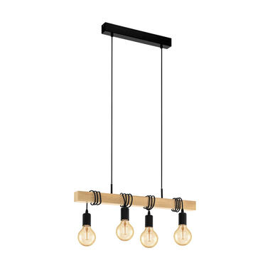 EGLO hanglamp Townshend 4-lichts - eikenhout/zwart product