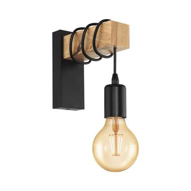 EGLO wandlamp Townshend - eikenhout/zwart - Leen Bakker