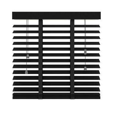 Jaloezie hout 50 mm - mat zwart - 160x180 cm - Leen Bakker