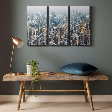 Art for the Home - Canvas set van 3 - Bloemen - Blauw - 3x 30x60 cm product