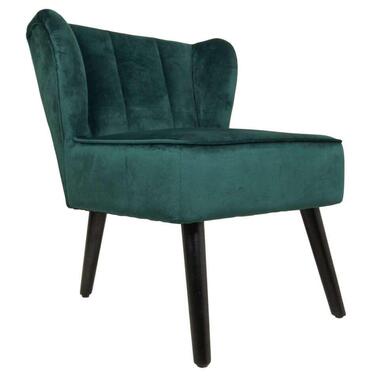 HSM Collection fauteuil Odessa - velvet - donkergroen - Leen Bakker