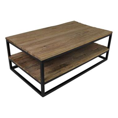 HSM Collection salontafel met onderplank Leroy - naturel/mat zwart - 120x70x44 cm - Leen Bakker