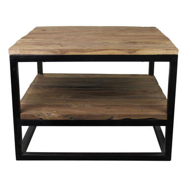HSM Collection salontafel met onderplank Leroy - naturel/mat zwart - 60x60x44 cm - Leen Bakker