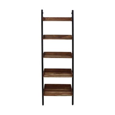 HSM Collection decoratieve ladder Hayo - zwart/naturel - 60x35x180 cm - Leen Bakker