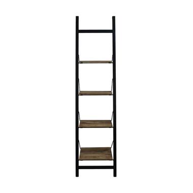 HSM Collection decoratieve ladder Hayo - zwart/naturel - 55x40x220 cm - Leen Bakker