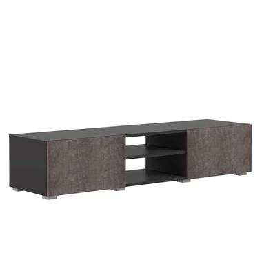 Symbiosis tv-meubel Borhaug 2 deuren - zwart/betonkleur - 31x140x42 cm - Leen Bakker