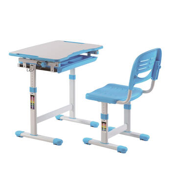 Vipack kinderbureau Comfortline met stoel - blauw - 66x47x54/76 cm - Leen Bakker