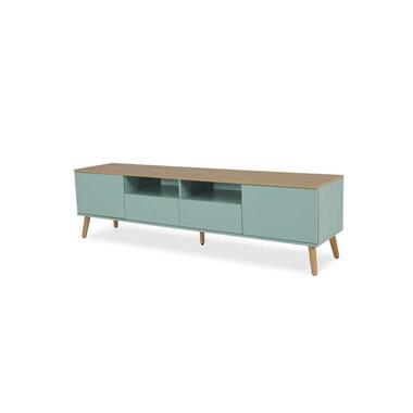 Tenzo tv-meubel Dot - groen/eiken - 54x192x43 cm - Leen Bakker