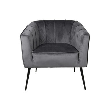 HSM Collection fauteuil Chester - velvet - donkergrijs - Leen Bakker