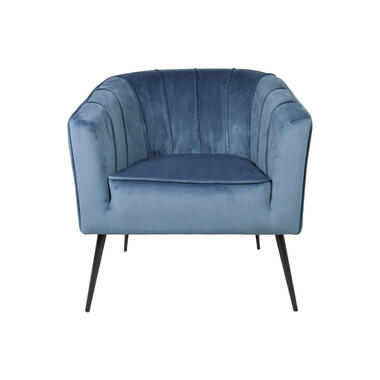 HSM Collection fauteuil Chester - velvet - staalblauw - Leen Bakker