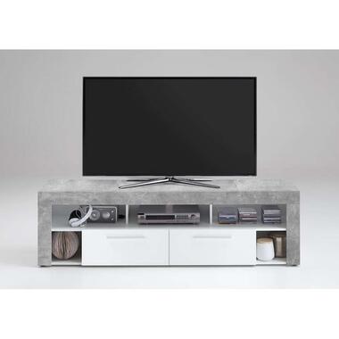Tv-meubel Leiston - betonkleur/wit - 52,8x180x41,3 cm - Leen Bakker