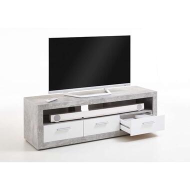 Tv-meubel Leiston - betonkleur/wit - 49x152x45,3 cm - Leen Bakker