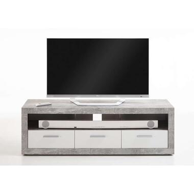 Tv-meubel Leiston - betonkleur/wit - 49x152x45,3 cm - Leen Bakker