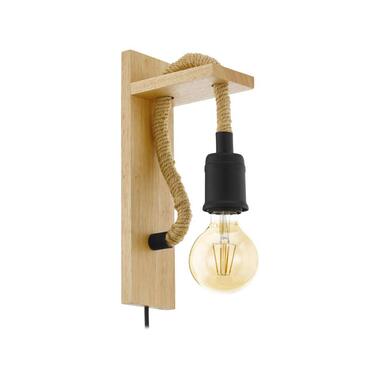 EGLO wandlamp Rampside - zwart/hout product