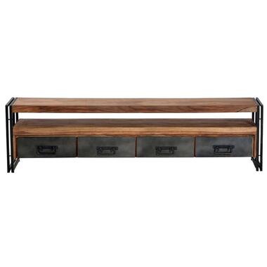TV-meubel Quin - naturel/zwart - 55x200x40 cm - Leen Bakker
