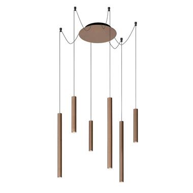 Lucide hanglamp Lorenx 6-lamp - roestbruin - Leen Bakker