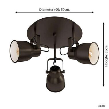 EGLO plafondlamp Mitchley 3-lichts rond - zwart - Leen Bakker