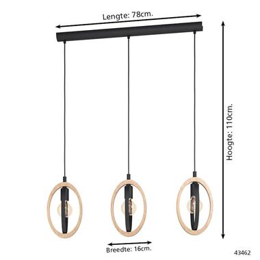 EGLO hanglamp Basildon 3-lichts - zwart/bruin - Leen Bakker