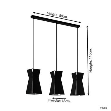 EGLO hanglamp Valecrosia 3-lichts - zwart/wit - Leen Bakker