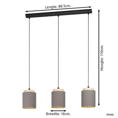 EGLO hanglamp Albariza 3-lichts - zwart/bruin/taupe - Leen Bakker