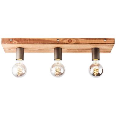 Brilliant plafondlamp Panto 3-lichts - hout - Leen Bakker