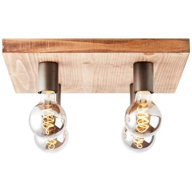 Brilliant plafondlamp Panto 4-lichts - hout - Leen Bakker
