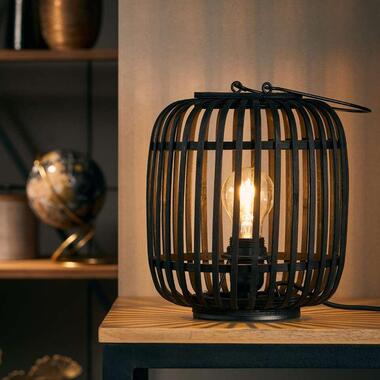 Brilliant tafellamp Woodrow - zwart - 21 cm - Leen Bakker