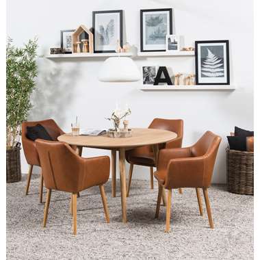 Eethoek Ulfborg Uppsala (tafel met 4 stoelen) - bruin - Leen Bakker