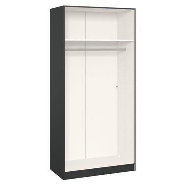 STOCK kledingkast 2-deurs - zwart/eikenkleur - 236x101,9x56 cm - Leen Bakker